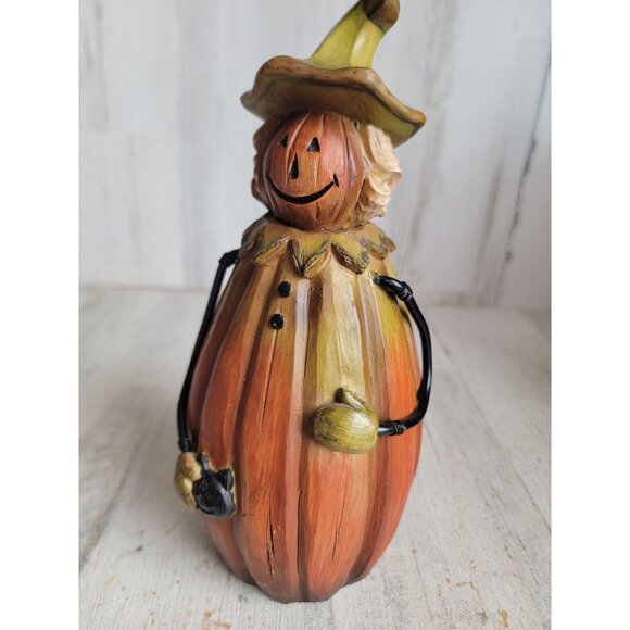 Fall pumpkin patch scarecrow cat Halloween vintage home decor figure - Picture 7 of 8